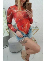 Telová blúzka mramorový vzor červená