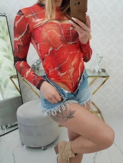 Telová blúzka mramorový vzor červená
