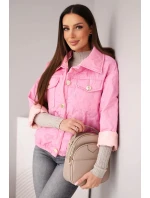 Dámska jarná prešívaná bunda s kvetinovým vzorom candy pink Dámska jarná prešívaná bunda s kvetinovým vzorom candy pink