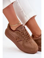 Skórzane Damskie Sneakersy Na Platformie Daniel Lopez Just Dare SS2D4005 Brązowe