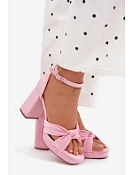 Dámské sandály na podpatku s imitací semiše růžové Rosetta