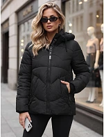 Dámska zimná prešívaná bunda s kapucňou, čierna, FashionStreet TY5751 Dámska zimná prešívaná bunda s kapucňou, čierna, FashionStreet TY5751