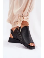 Sandały Damskie Na Koturnie Czarne Mevinette