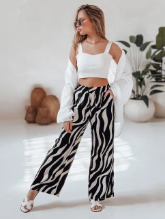 Dámske pruhované nohavice so širokými nohavicami ZEBRAVIBE béžovo-čierne FashionStreet UY2653