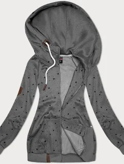 Dámska sivá mikina s kapucňou a hviezdičkovým vzorom (2305)
