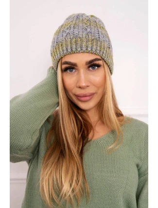 Fleecová čiapka Melisa K241 sivá+olivová