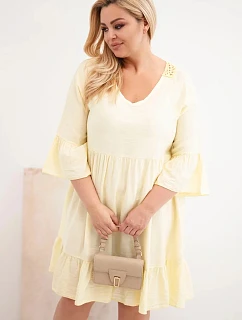 Dámske šaty z viskózy v nadmernej veľkosti s lemovaním Azura Yellow