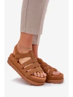 Sandały Damskie Na Platformie Eko Zamszowe Camel Filisenia