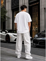 Pánske základné bavlnené oversize biele tričko FashionStreet RX5683 Pánske základné bavlnené oversize biele tričko FashionStreet RX5683