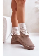 Modne Zamszowe Niskie Śniegowce Khaki Nucca