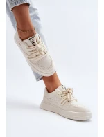 Damskie Sneakersy Eko Skórzane Beżowe Avanalis