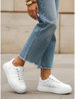 Dámske kožené tenisky s hrubou platformou biele FashionStreet ZY1394
