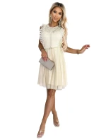454-3 Šaty GRETA s čipkou a zlatým opaskom - BEACH