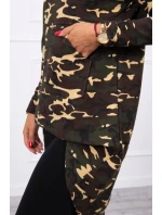 Mikina moro s dlhým chrbtom khaki+hnedá