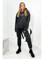 Izolovaná bavlnená súprava, mikina s vyšívacími + nohavicami Grafit Izolovaná bavlnená súprava, mikina s vyšívacími + nohavicami Grafit