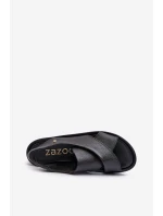 Zazoo 40256 Kožené sandále na klinoch čierne