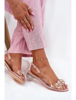 Transparentne Sandały Na Niskim Obcasie Ze Zdobieniem D&A MR51-709 Różowe