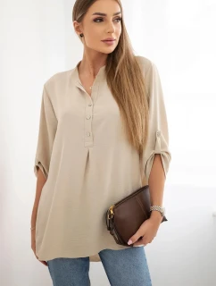 Blúzka s predĺženým zadným dielom tmavobéžová