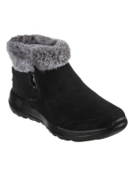 Skechers ON-THE-GO JOY FIRST GLANCE Dámske semišové kožené zimné topánky s umelou kožušinou Black (144041-BKGY) Dámske