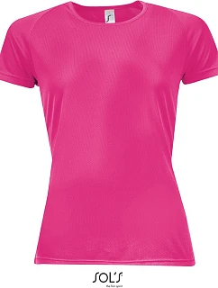 SOL'S Sporty Women Dámske športové tričko s raglánovými rukávmi 25.1159 neónovo ružové
