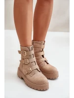 Ocieplane Botki Damskie Ze Zdobieniem Beżowe Ciascia