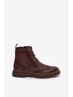 Kožené pánské boty Lee Cooper LCJ 25 33 3960 hnědé Botki Męskie