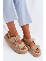 Ozdobené dámské sandály na platformě GOE TT2N4101 béžové