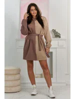 Izolovaná dvojfarebná mikina tmavo béžová + svetlo béžová