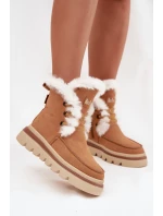 Dámske zimné topánky z prírodného semišu Lee Cooper LCJ-25-01-3738 Camel