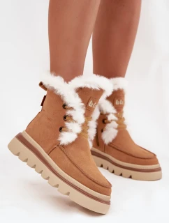 Dámske zimné topánky z prírodného semišu Lee Cooper LCJ-25-01-3738 Camel
