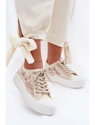 Lee Cooper LCW-26-44-4481 Dámske šnurovacie tenisky na platforme Beige Lee Cooper LCW-26-44-4481 Dámske šnurovacie tenisky na platforme Beige