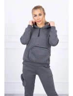 Zateplená súprava s ozdobným vreckom grafitová melanž