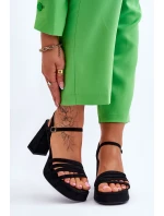 Damskie Zamszowe Sandały Na Obcasie I Platformie Czarne Verda