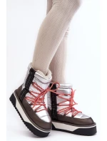 Śniegowce Damskie Na Grubej Podeszwie Wegańskie D.Franklin DFSH371006 Srebrne