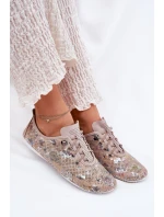 Półbuty Damskie Ze Skóry Naturalnej Wzorzyste Artiker 56C2689 Beżowe