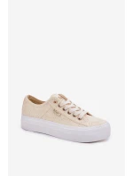 Trampki Damskie Z Koronką Lee Cooper LCW-25-31-3440L Beżowe