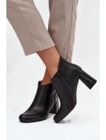 Skórzane Botki Ocieplane Na Słupku Czarne Ivessara