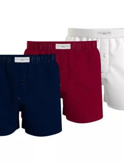 Pánske šortky 3P UM0UM02848 0XU tm. modrá/biela/vínová - Tommy Hilfiger