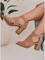 Dámske sandále na podpätku AMIRIA beige FashionStreet ZY0804