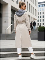 Dámsky dvojradový kabát s kapucňou svetlo béžový FashionStreet TY5655