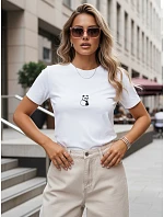 Dámske bavlnené tričko s malým potlačou pandy, biele, FashionStreet NX8045RY Dámske bavlnené tričko s malým potlačou pandy, biele, FashionStreet NX8045RY