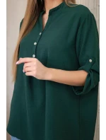 Blúzka s predĺženým zadným dielom tmavozelená