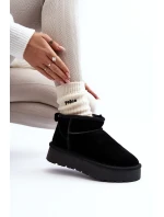 Modne Zamszowe Niskie Śniegowce Czarne Nucca