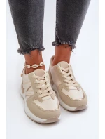 Sneakersy Damskie Z Eko Skóry Beżowe Kaimans