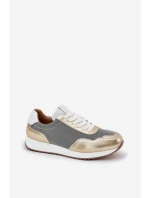 Skórzane Buty Sportowe Sneakersy Damskie D&A LR51-847 Złote