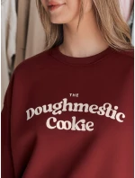 Dámska nadrozmerná mikina s potlačou COOKIES bordová FashionStreet BY1445 Dámska nadrozmerná mikina s potlačou COOKIES bordová FashionStreet BY1445