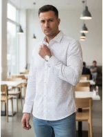 Pánska biela vzorovaná košeľa slim fit FashionStreet DX2699