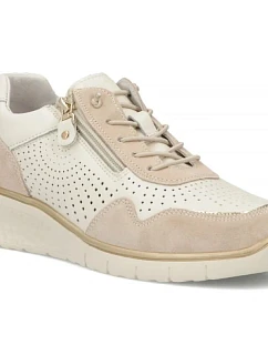 Filippo DP7605 dámske kožené béžové semišové tenisky na platforme