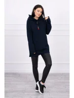 Oversize tmavo modrá tunika na zips s kapucňou Oversize tmavo modrá tunika na zips s kapucňou
