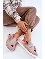 Damskie Świąteczne Futrzane Papcie Z Reniferem Beżowe Clarie